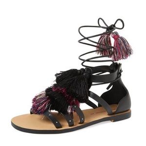 Rebecca Minkoff Black Tassel Sandals Size 8.5
